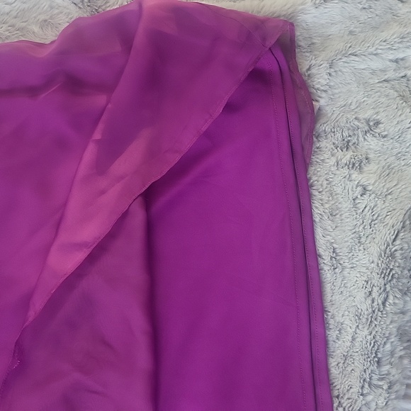 Tadashi Shoji fuschia column one shoulder gown sz 12 - Picture 14 of 16